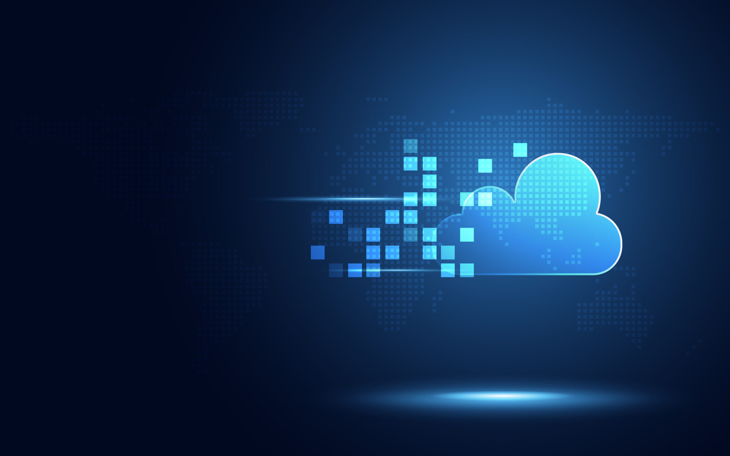 Futuristic,Blue,Cloud,With,Pixel,Digital,Transformation,Abstract,New,Technology