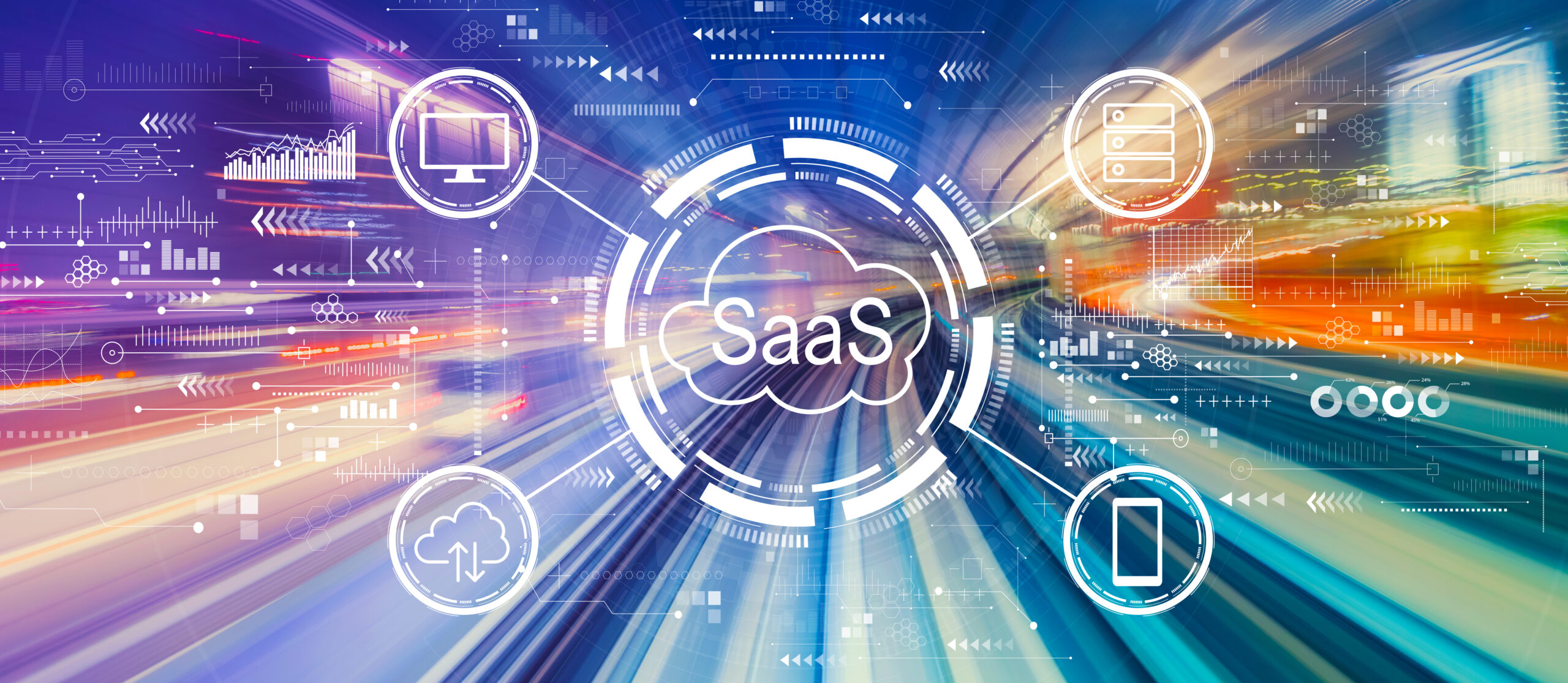 Saas,-,Software,As,A,Service,Concept,With,Abstract,High